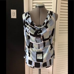 Calvin Klein printed Blue Green cowl neck top
